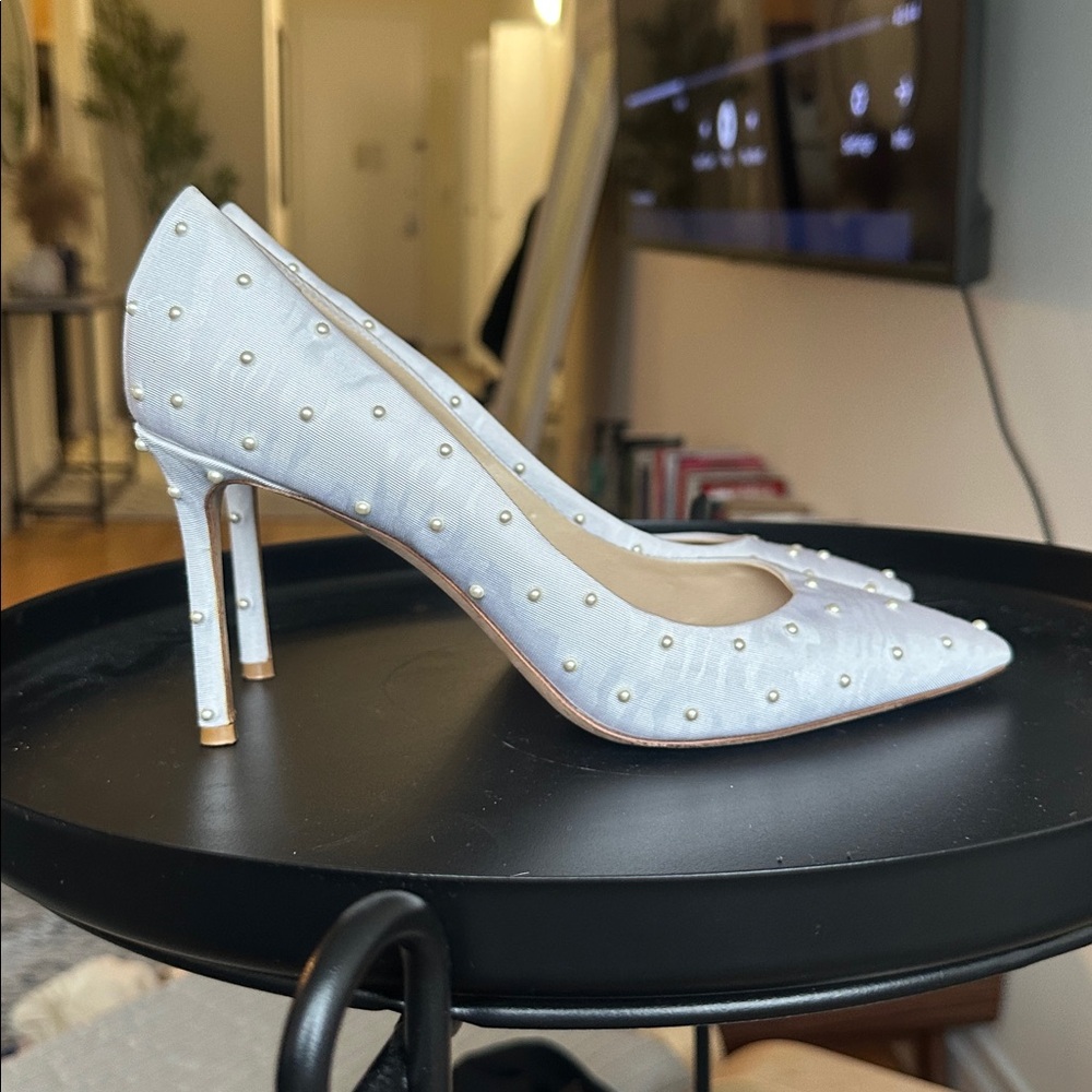 Jimmy Choo White Pearl Embellished Pumps